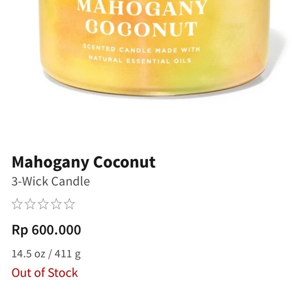 BBW Mahogany Coconut 3 Wick Candle - Picture 3 of 4